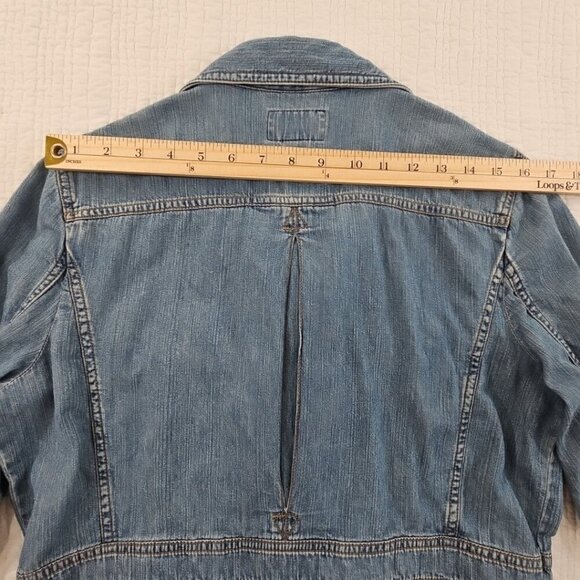 Chaps Denim Shacket Women's L Metal Logo Buttons Vintage EUC 4 Pockets Jacket - Picture 12 of 16
